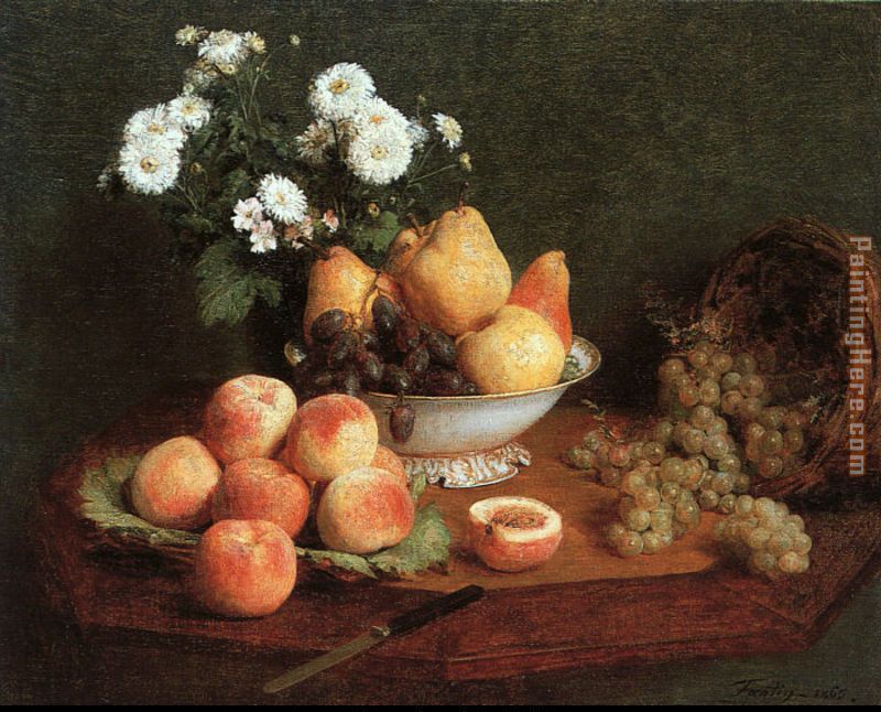 Henri Fantin-Latour Flowers & Fruit on a Table 1865
